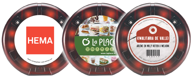 Reclame op coasters-buzzer gasten oproepsysteem