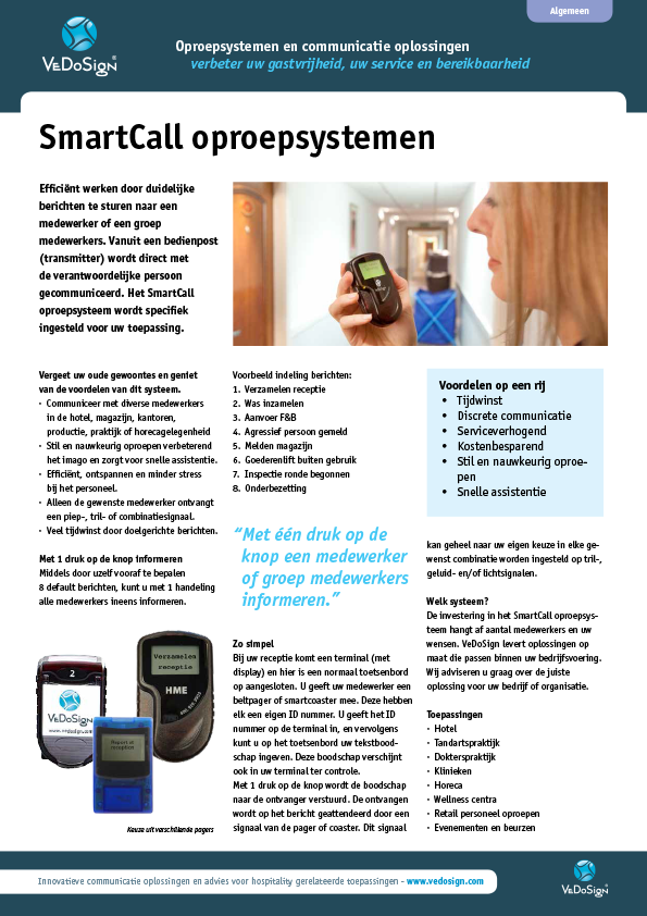 Brochure SmartCall Oproepsysteem
