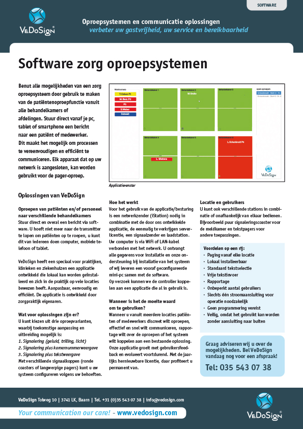 Brochure Software Zorg Oproepsystemen