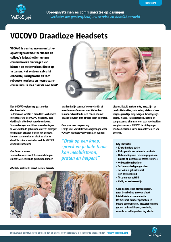 Brochure VOCOVO Draadloze Headset