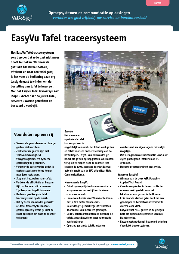 Brochure Tafel Traceersysteem EasyVu