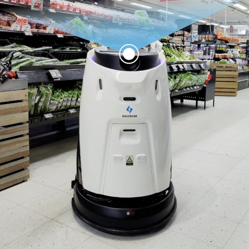 Ecobot 50 Scrubber Marker Vrije Plafondzicht Lokalisatie Supermarkt