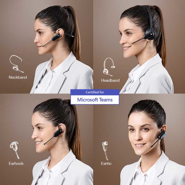 Yealink WH63 Teams Headset Met Headband Neckband Eartip Earhook